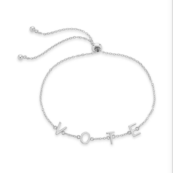 sterling forever Jewelry - Sterling Forever VOTE Bolo Bracelet-Rhodium Plated Brass🩶